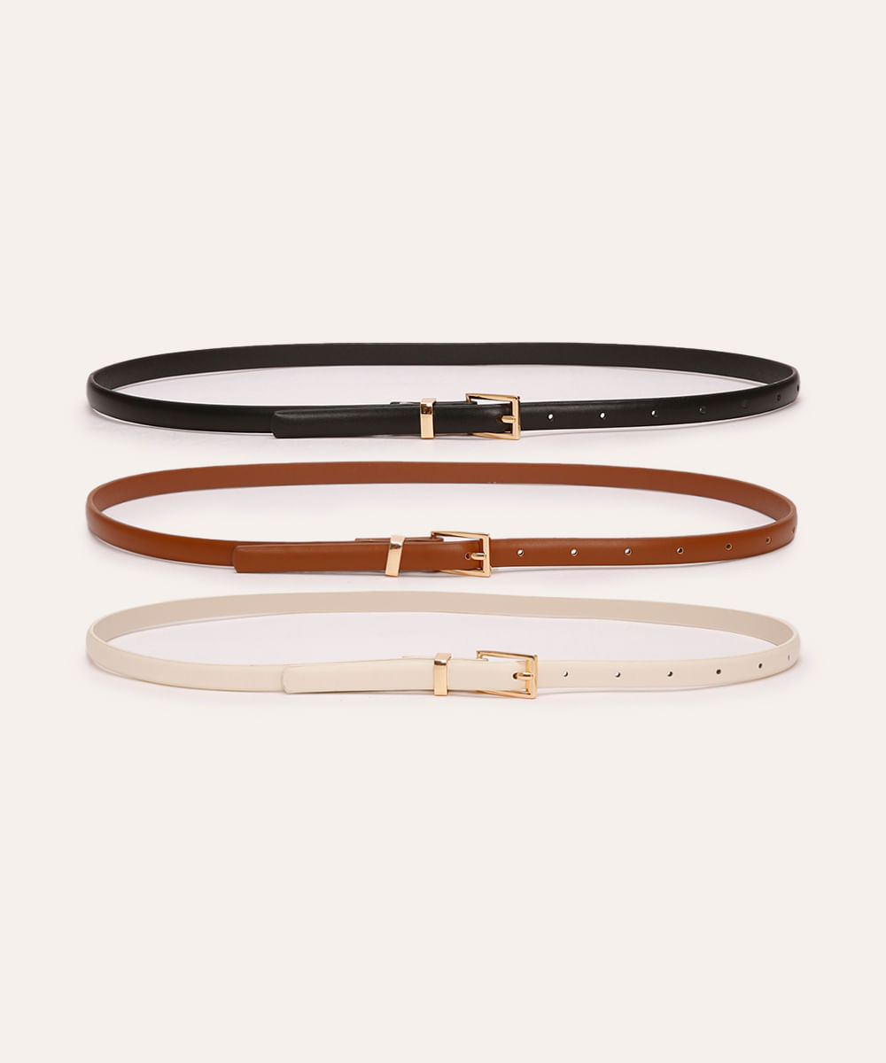 kit de 3 cintos skinny multicor