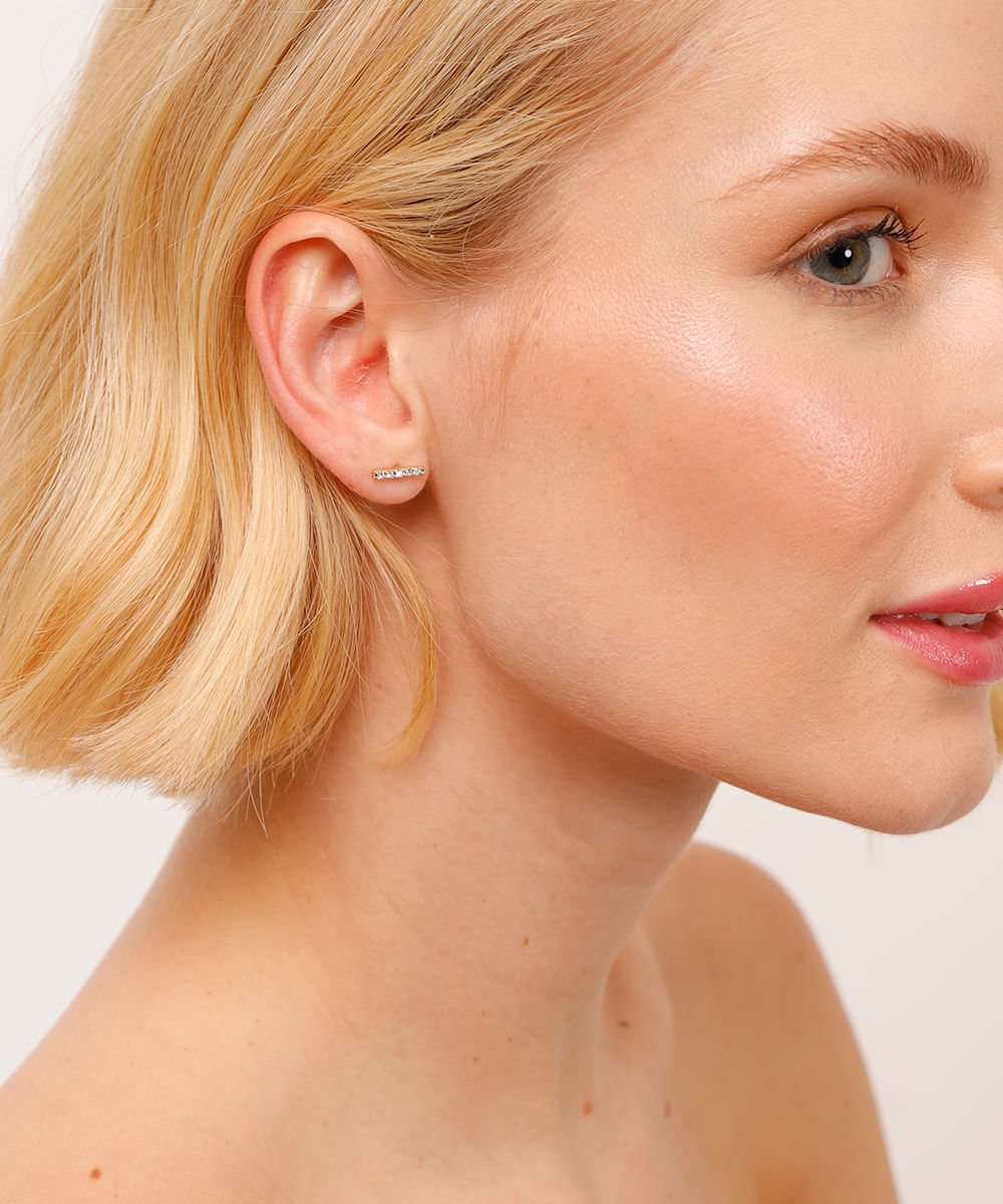 kit de 5 brincos earcuff com strass dourado