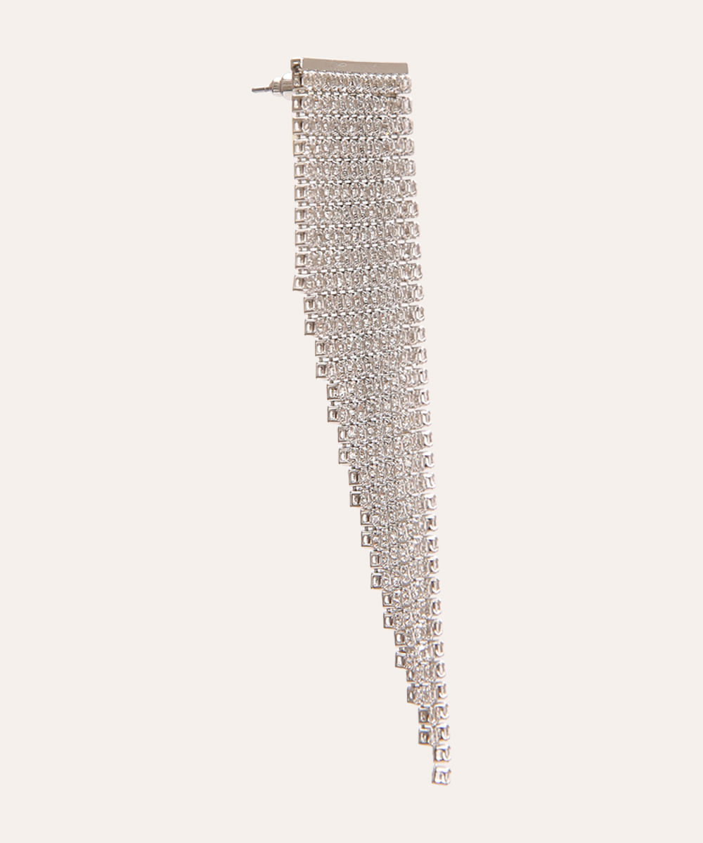 brinco de strass assimétrico prata
