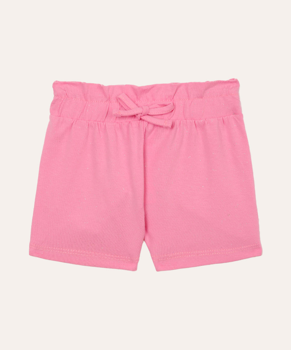 short de algodão infantil com brilho pink