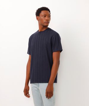 camiseta texturizada listrada azul marinho