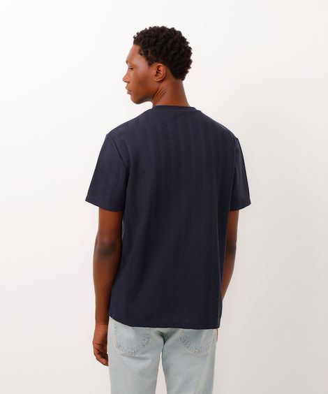 camiseta texturizada listrada azul marinho