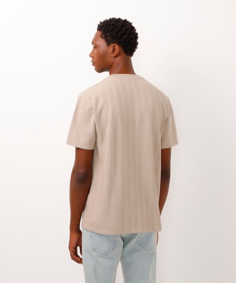 camiseta texturizada listrada bege