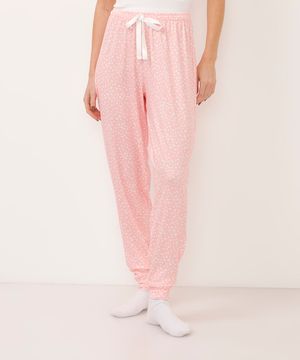 calça de pijama jogger com coração rosa