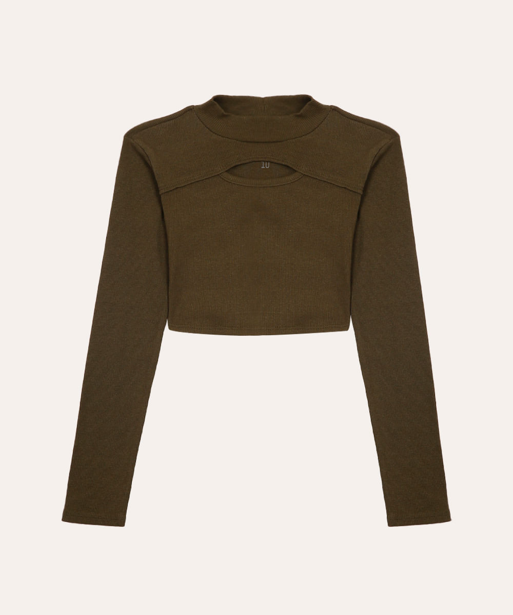 blusa de algodão juvenil cut out verde militar