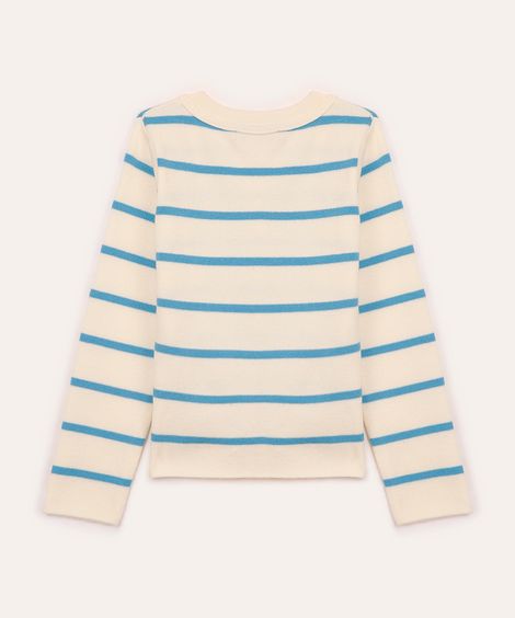 suéter de tricot infantil listrado azul