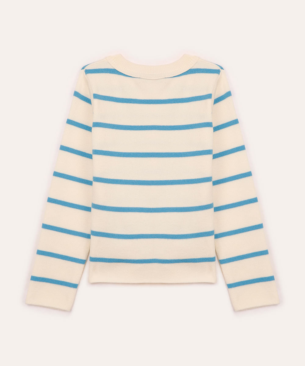 suéter de tricot infantil listrado azul