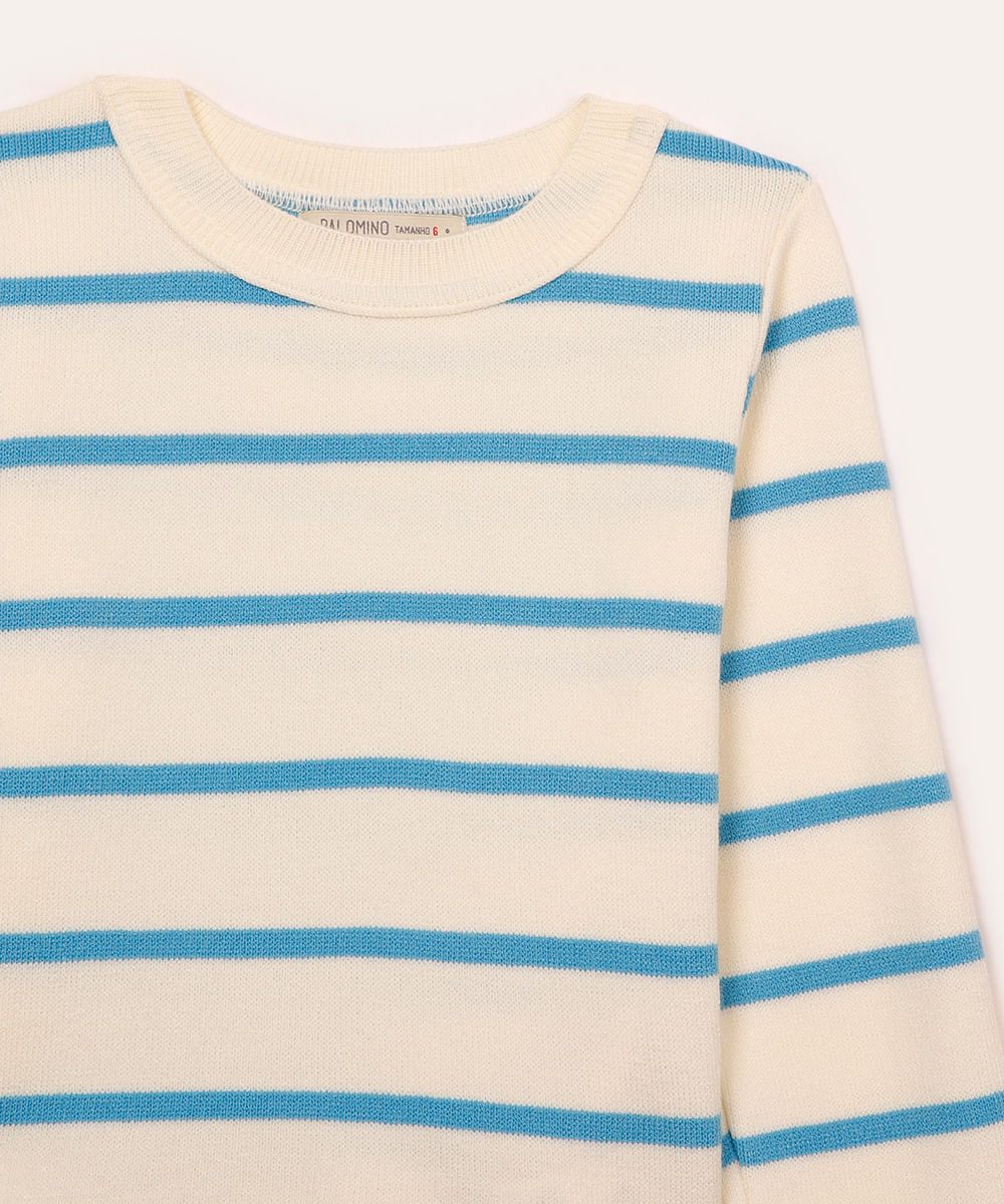 suéter de tricot infantil listrado azul