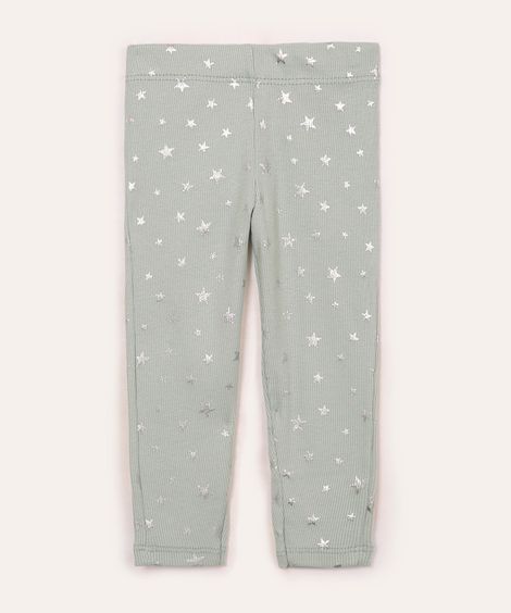 calça legging de algodão infantil estrelas verde