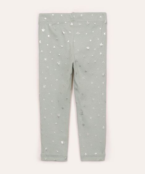 calça legging de algodão infantil estrelas verde