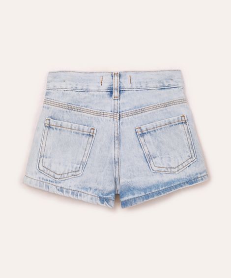 short saia jeans infantil com transpasse azul