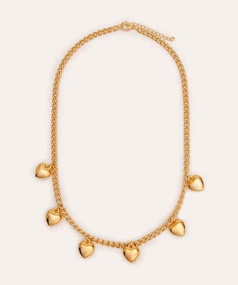 colar corrente com corações dourado