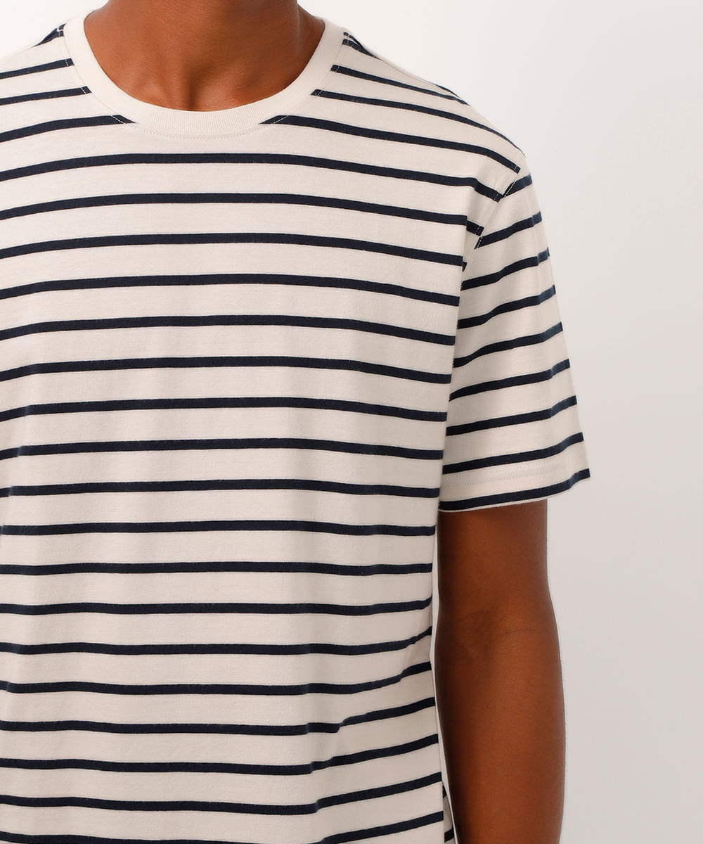 camiseta de algodão comfort listrada off white