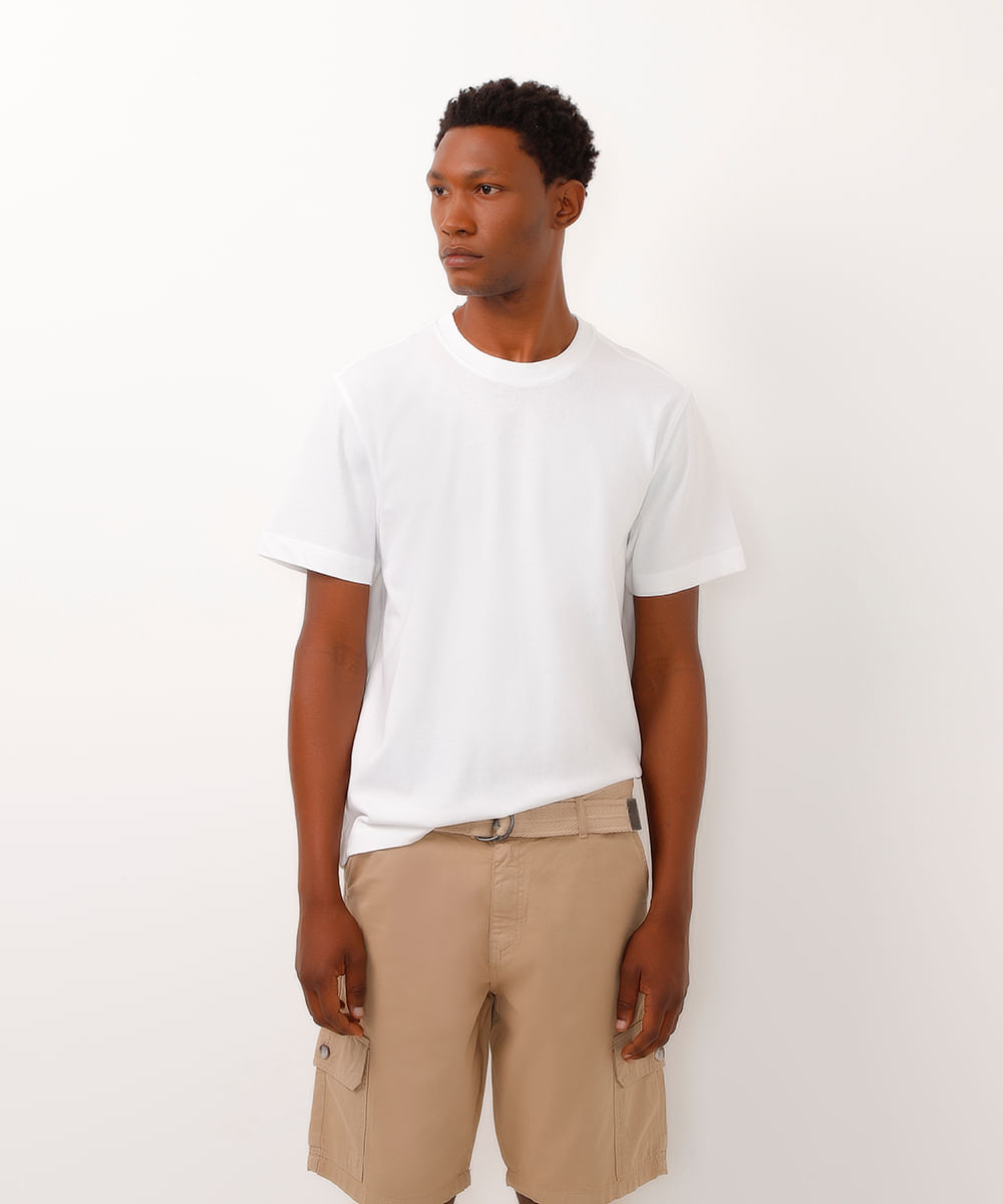 camiseta de algodão manga curta off white
