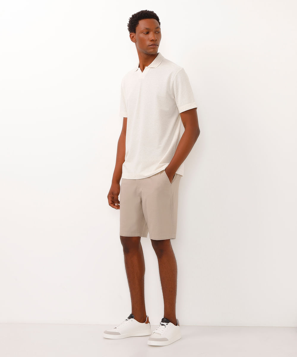 polo comfort com linho bege