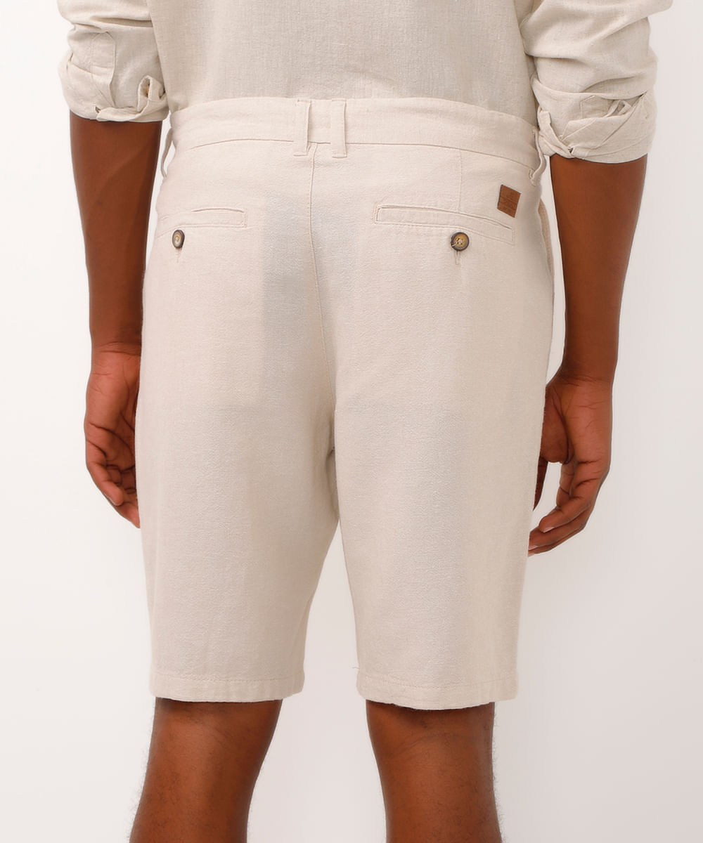 bermuda reta de alfaiataria com linho - kaki
