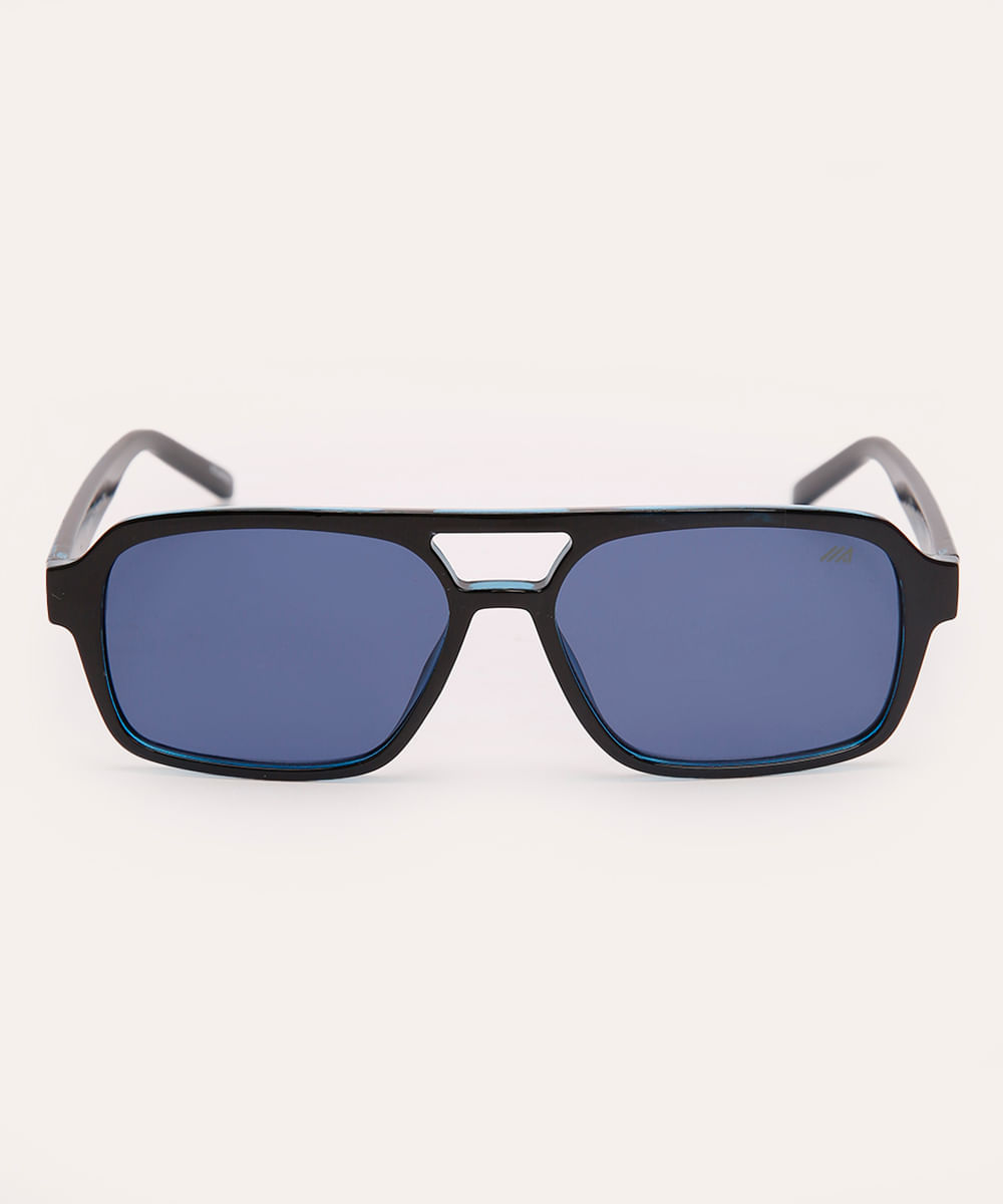óculos de sol oval preto