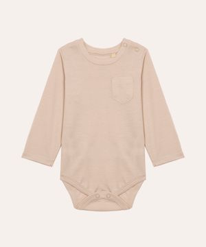 body de algodão infantil com bolsos bege