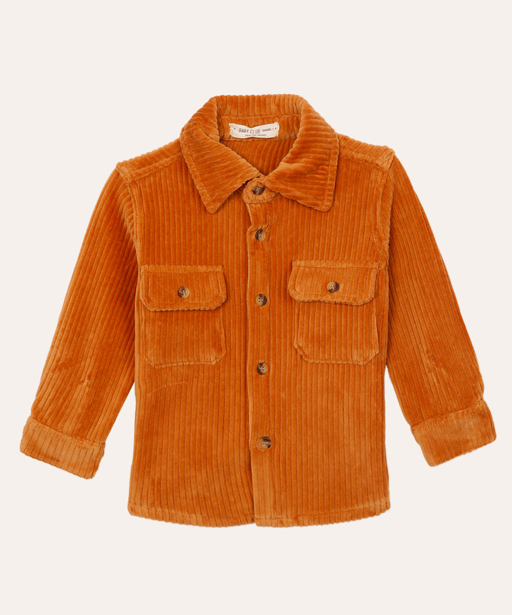 camisa de veludo cotelê infantil marrom