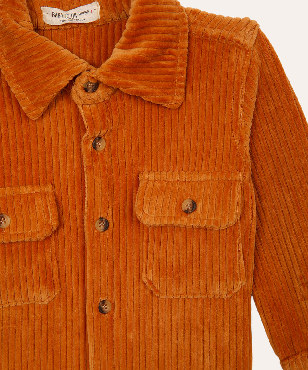 camisa de veludo cotelê infantil marrom