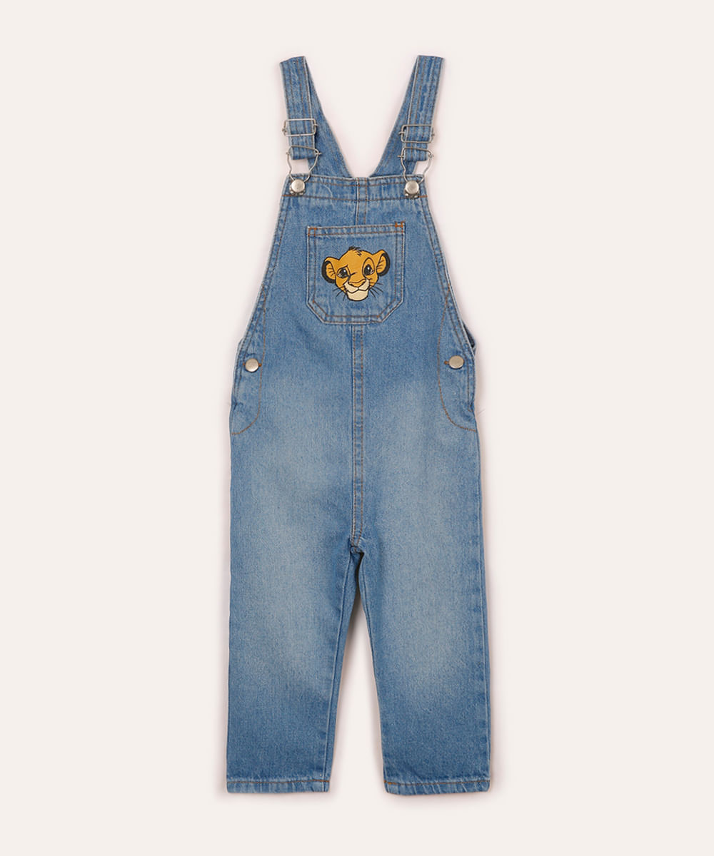 jardineira jeans simba infantil azul