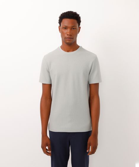 camiseta texturizada slim fit de algodão peruano verde