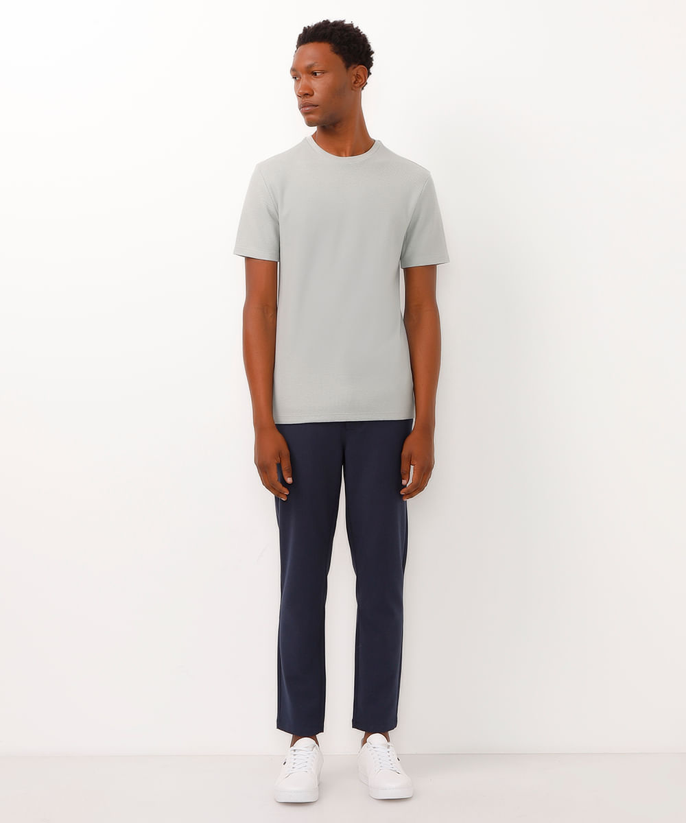 camiseta texturizada slim fit de algodão peruano verde
