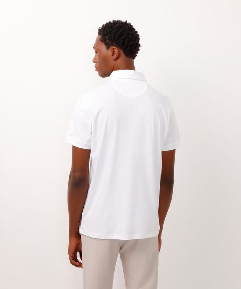 polo slim fit de algodão branco