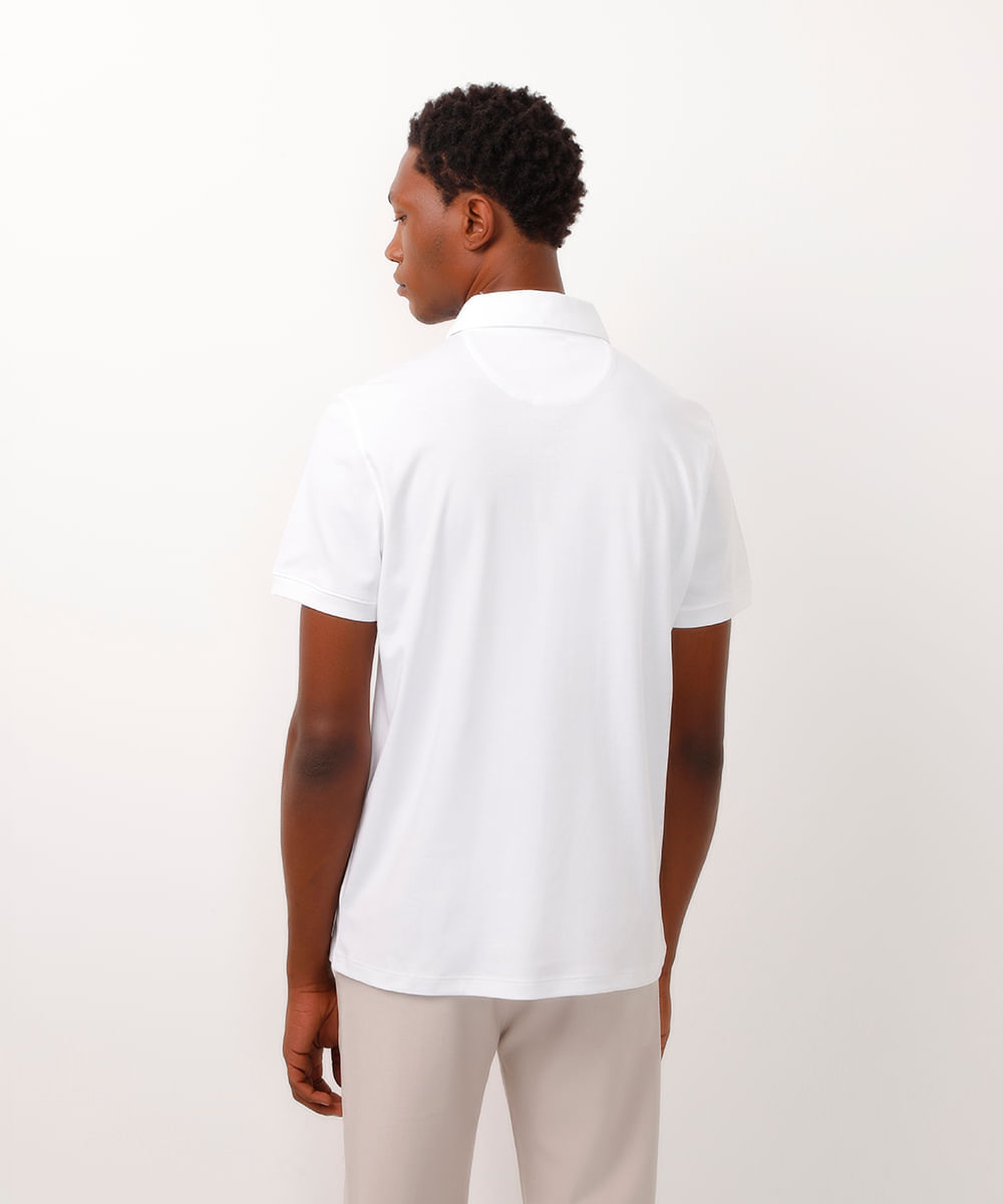 polo slim fit de algodão branco