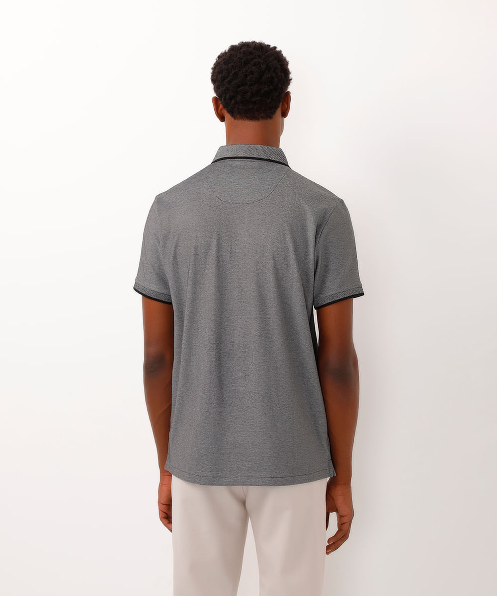 polo de algodão manga curta cinza