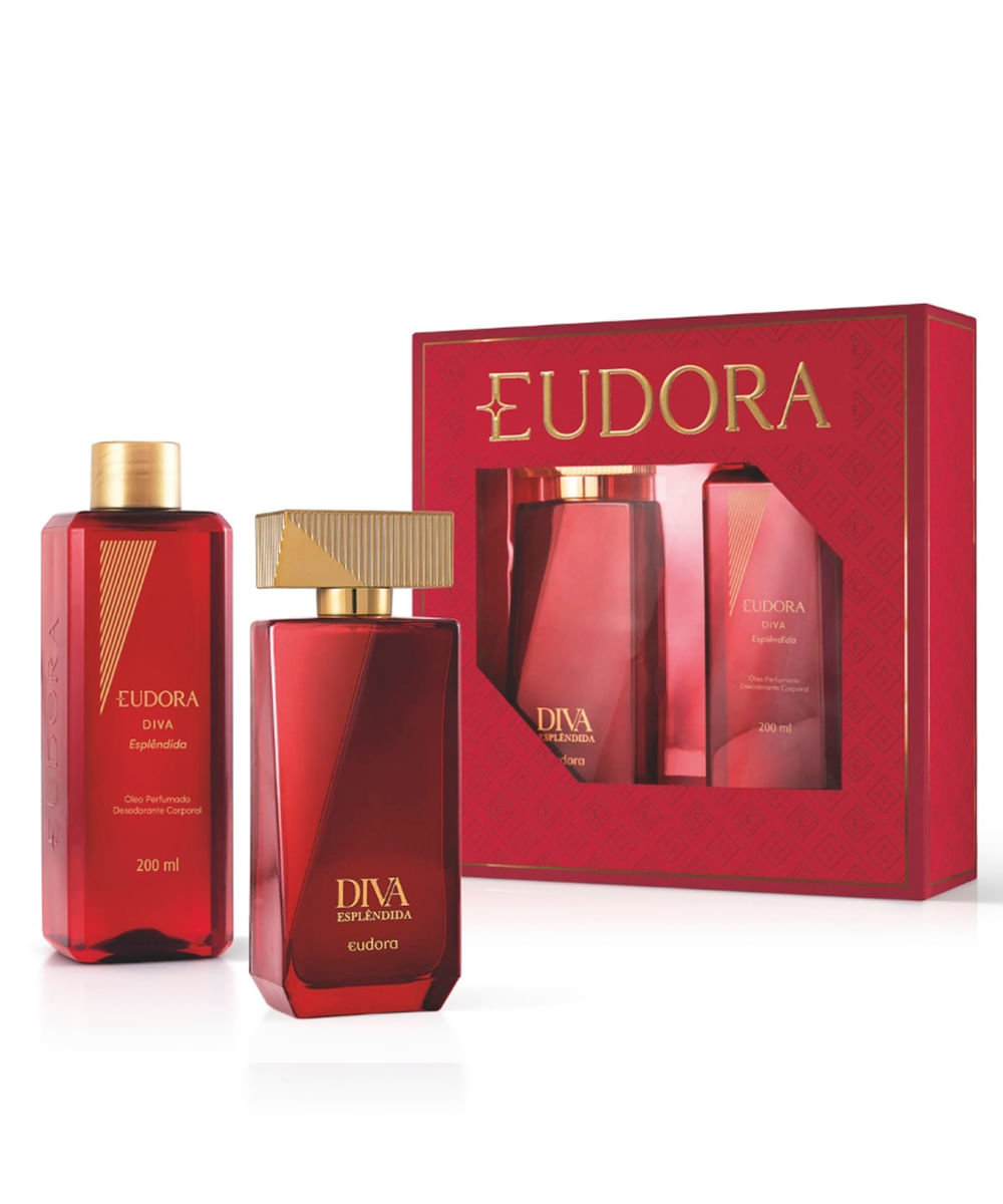 kit eudora diva esplêndida perfume 100ml loção corporal 200ml