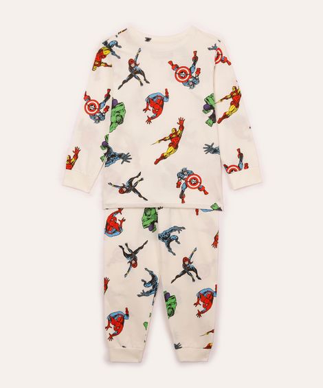 pijama de algodão infantil avengers off white