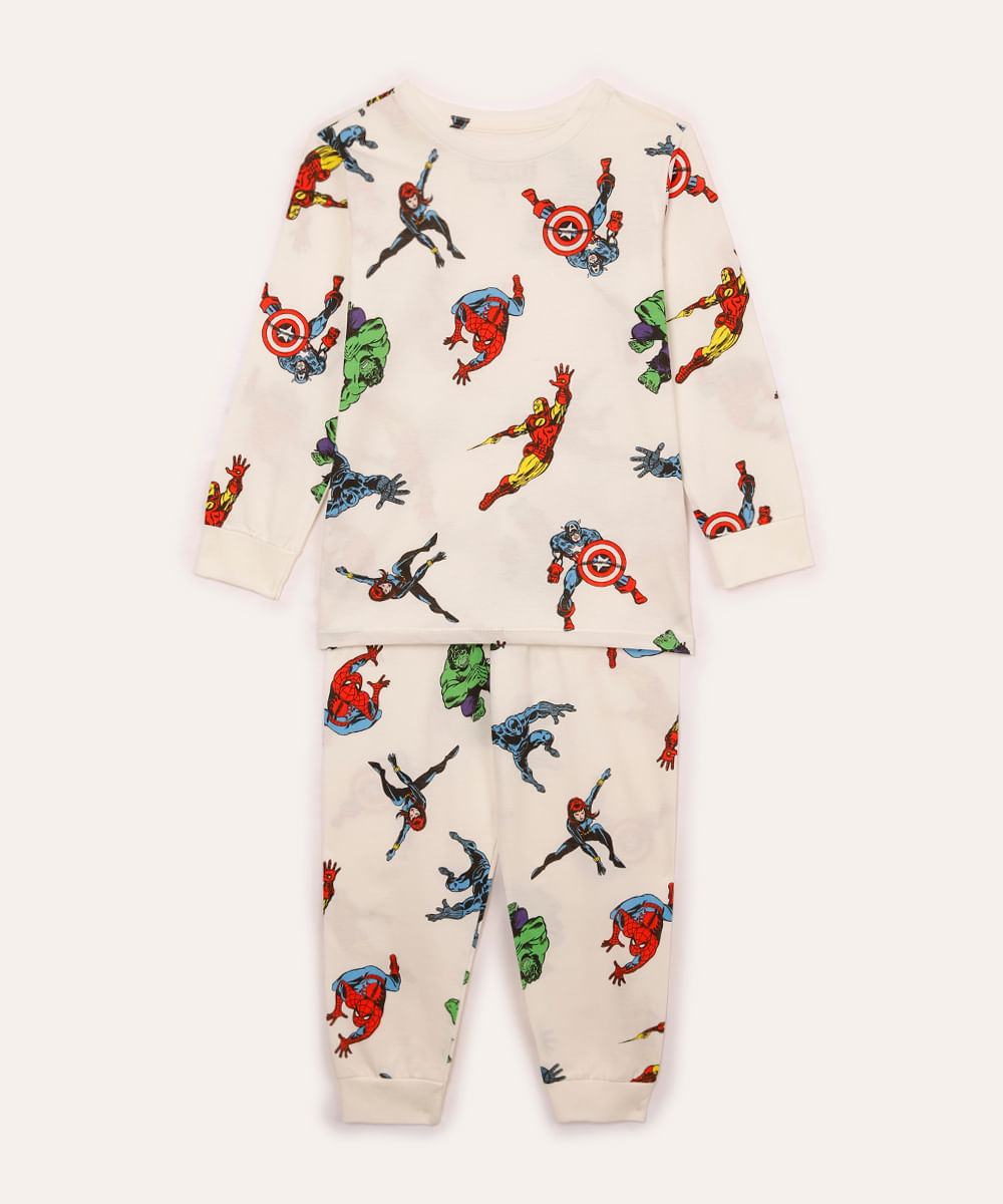 pijama de algodão infantil avengers off white