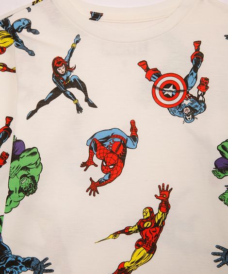 pijama de algodão infantil avengers off white