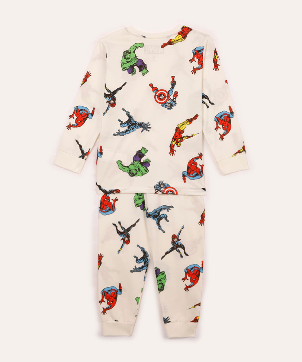 pijama de algodão infantil avengers off white