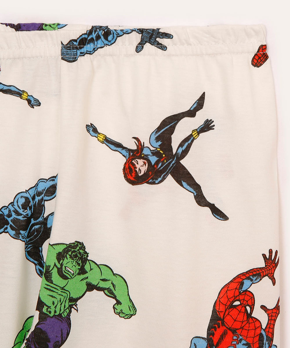 pijama de algodão infantil avengers off white