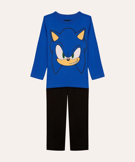 pijama de algodão infantil sonic azul