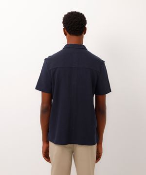 camisa comfort malha piquet azul marinho