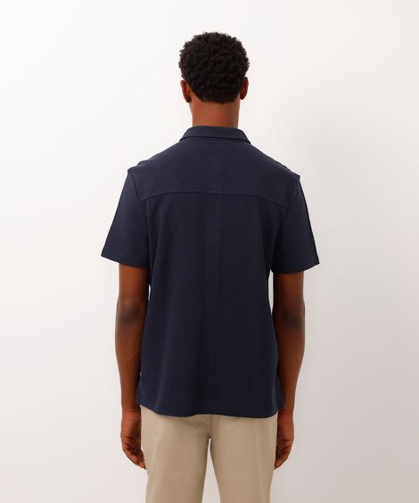 camisa comfort malha piquet azul marinho