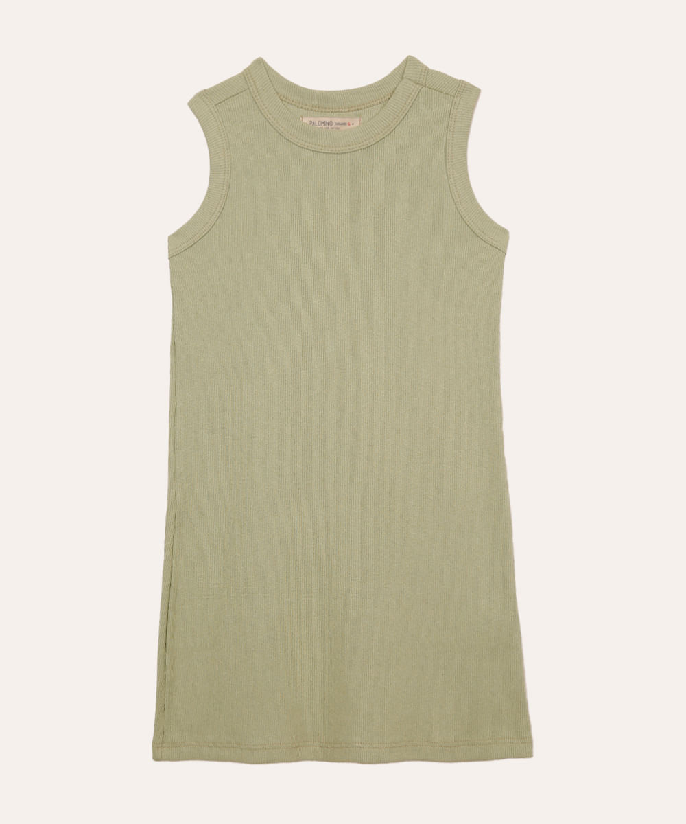 vestido de algodão com sobreposição infantil verde