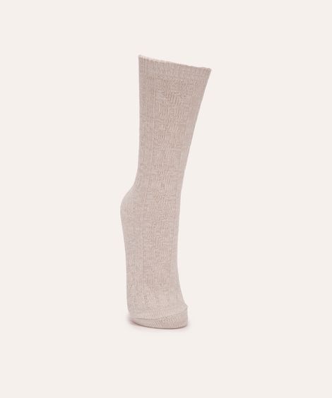 meia de tricot cano alto cinza