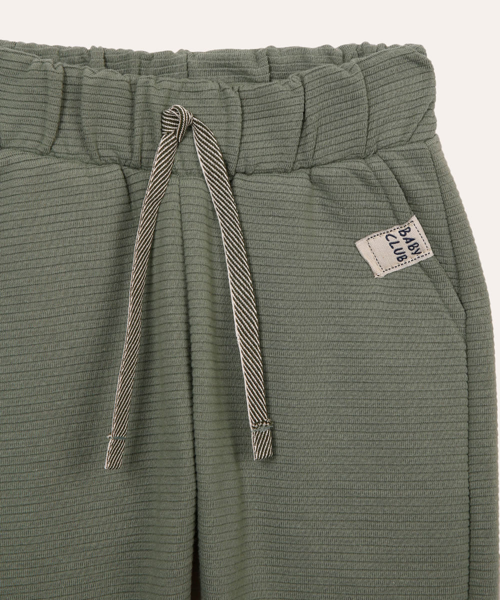 conjunto de moletom infantil canelado com capuz - verde escuro