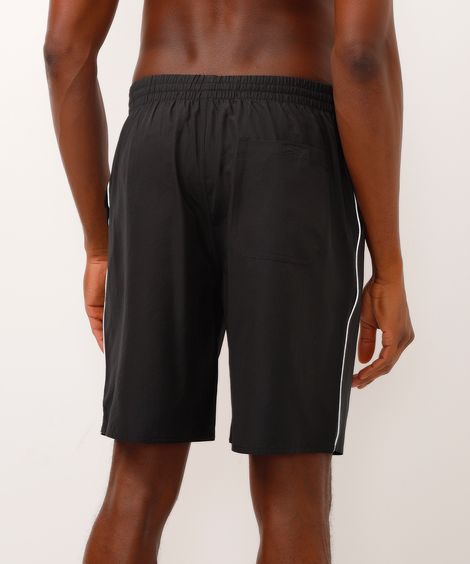 bermuda esportiva masculina reta com nervuras preta