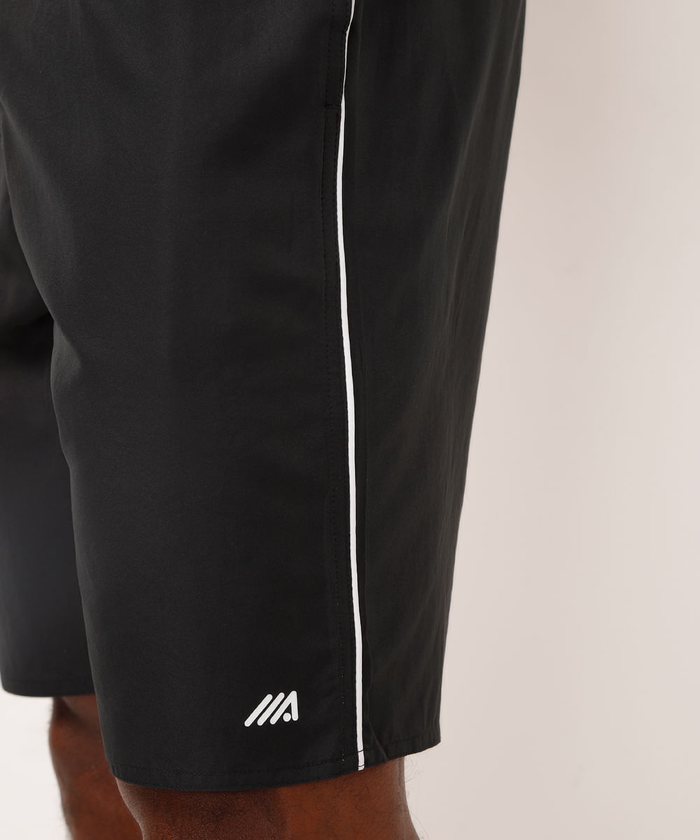 bermuda esportiva masculina reta com nervuras preta
