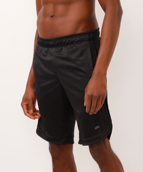 bermuda esportiva masculina com nervuras preta
