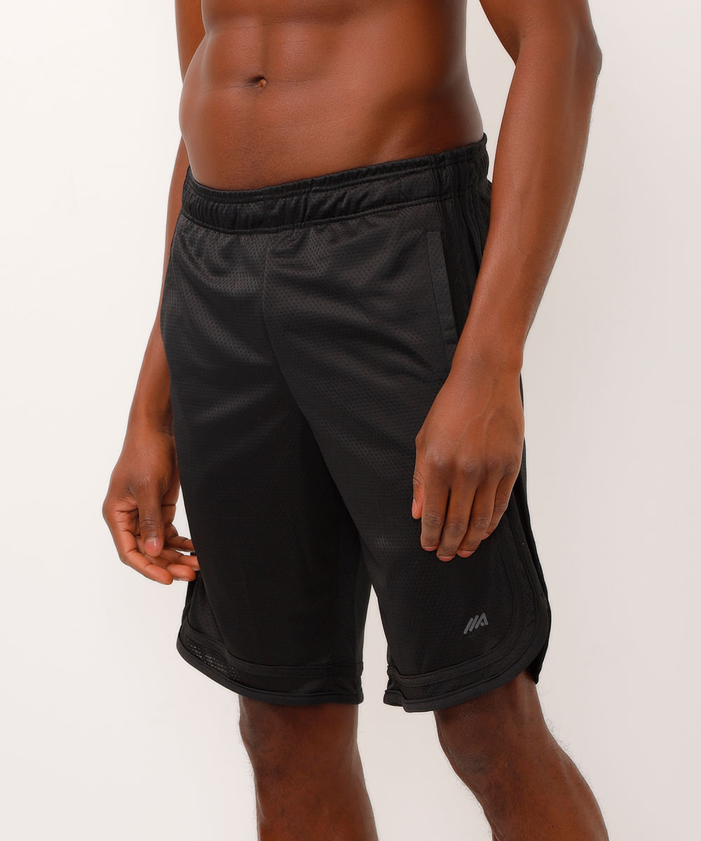 bermuda esportiva masculina com nervuras preta