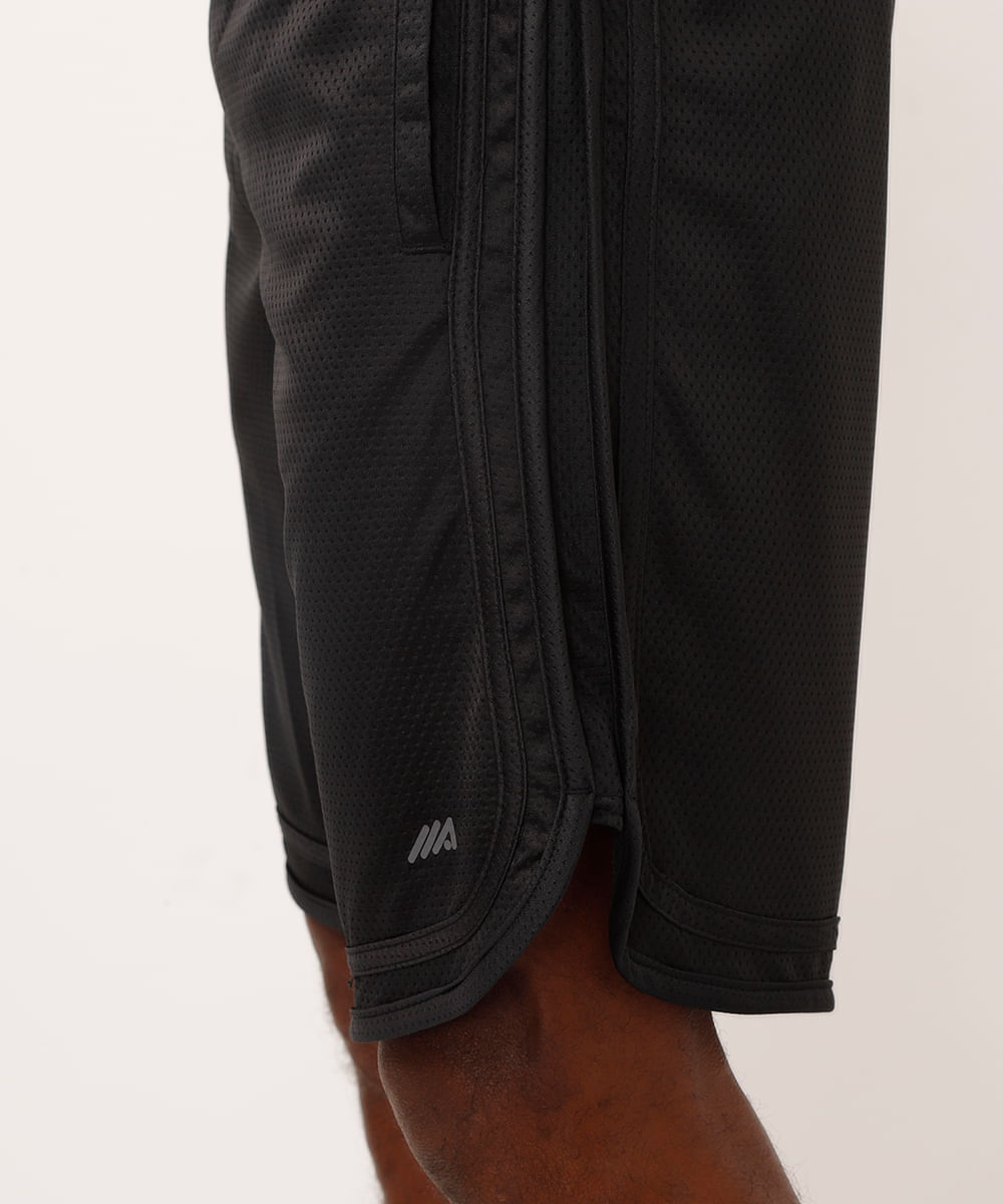 bermuda esportiva masculina com nervuras preta