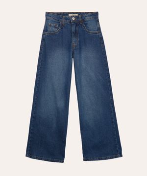 calça jeans wide leg juvenil azul