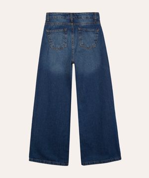 calça jeans wide leg juvenil azul