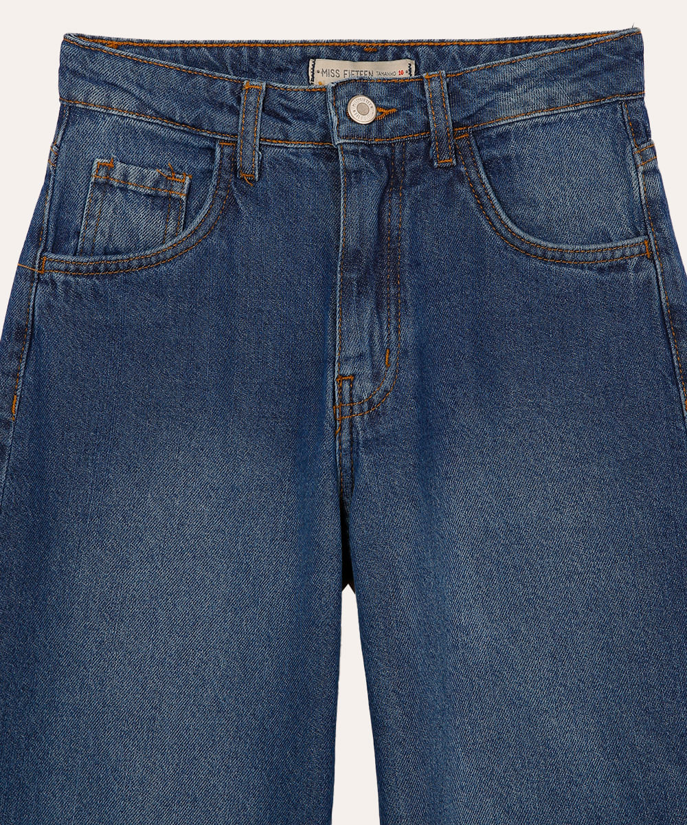 calça jeans wide leg juvenil azul